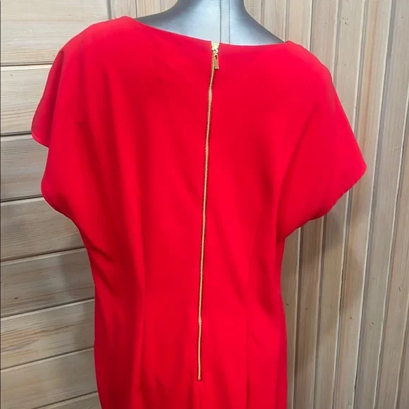 Tahari Red Ruched Sheath Dress with Dolman Sleeves - Picture 3 of 3